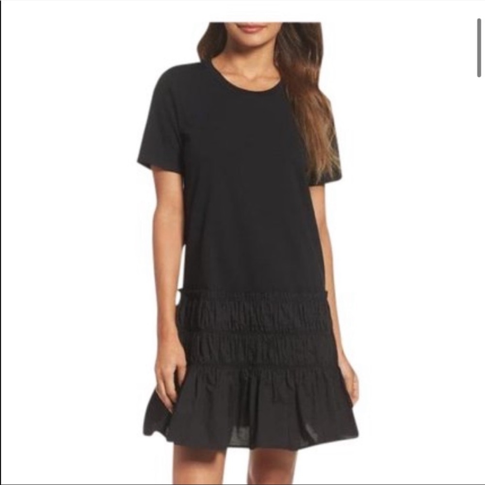 Brand new, tags attached, Chelsea28 Smocked tee shirt dress. Black. Size small.